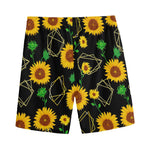 Sunflower Polygonal Pattern Print Men's Sports Shorts