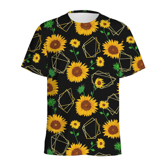 Sunflower Polygonal Pattern Print Men's Sports T-Shirt