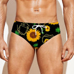 Sunflower Polygonal Pattern Print Men's Swim Briefs