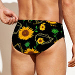 Sunflower Polygonal Pattern Print Men's Swim Briefs