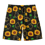 Sunflower Polygonal Pattern Print Men's Swim Trunks