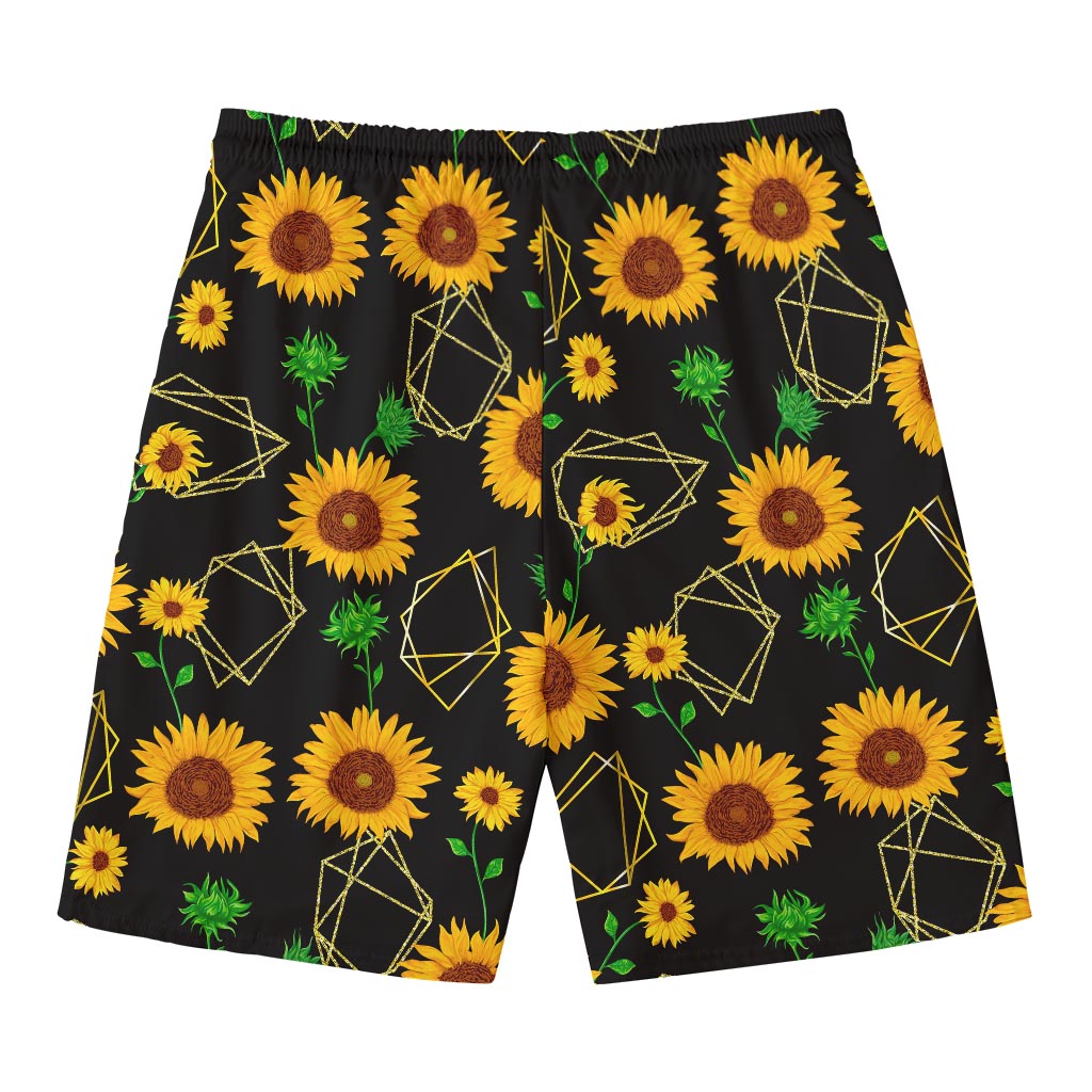 Sunflower Polygonal Pattern Print Men's Swim Trunks