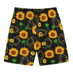 Sunflower Polygonal Pattern Print Men's Swim Trunks