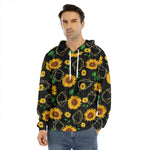 Sunflower Polygonal Pattern Print Men's Velvet Pullover Hoodie