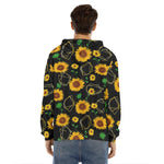 Sunflower Polygonal Pattern Print Men's Velvet Pullover Hoodie