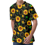 Sunflower Polygonal Pattern Print Men's Velvet T-Shirt