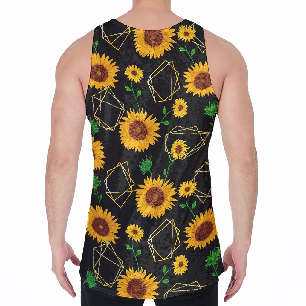 Sunflower Polygonal Pattern Print Men's Velvet Tank Top