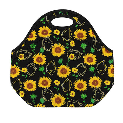 Sunflower Polygonal Pattern Print Neoprene Lunch Bag