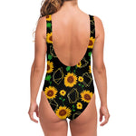 Sunflower Polygonal Pattern Print One Piece Swimsuit