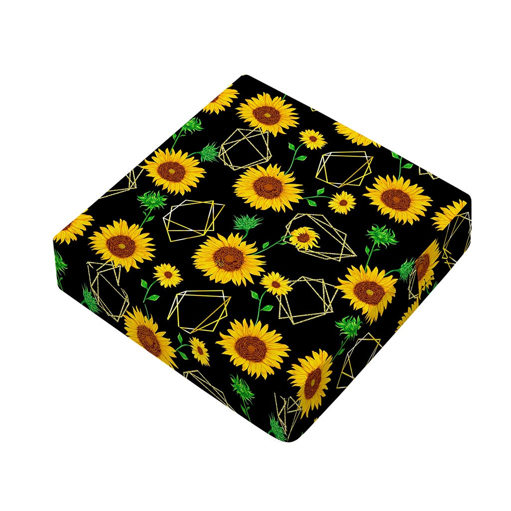 Sunflower Polygonal Pattern Print Outdoor Seat Cushion Cover