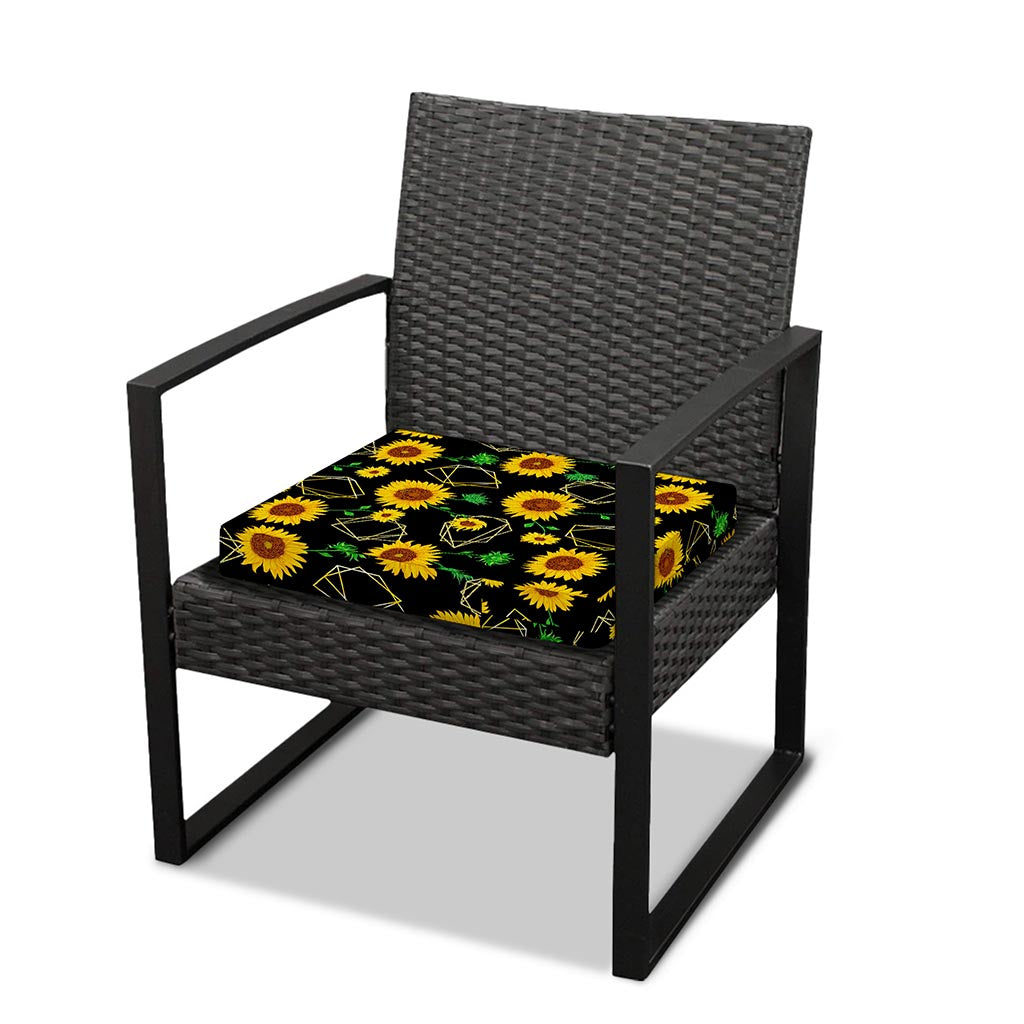 Sunflower Polygonal Pattern Print Outdoor Seat Cushion Cover