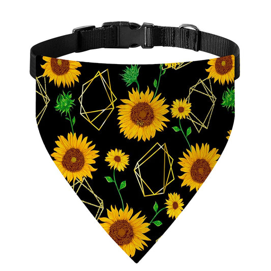 Sunflower Polygonal Pattern Print Over The Collar Dog Bandana