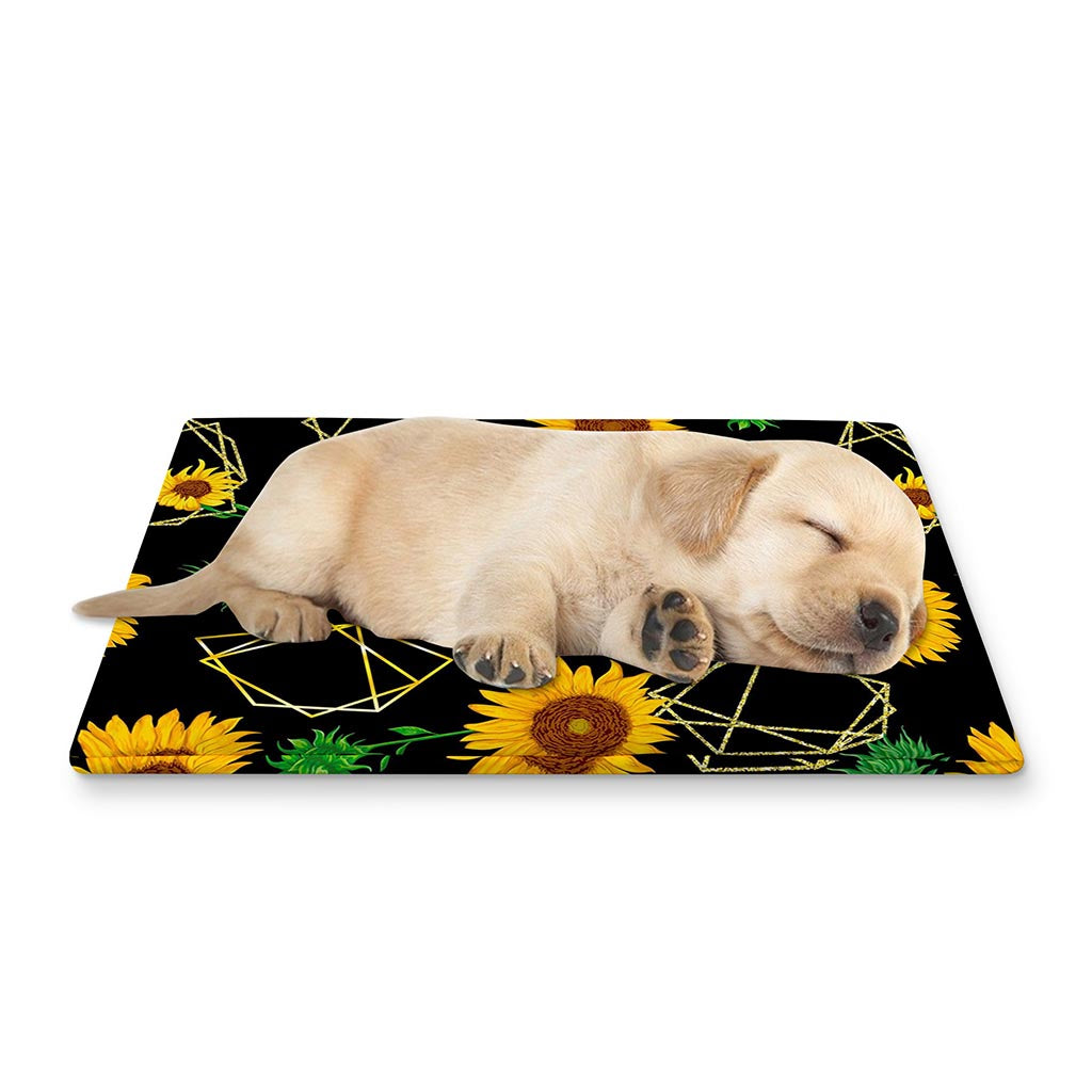 Sunflower Polygonal Pattern Print Pet Cooling Mat Cover