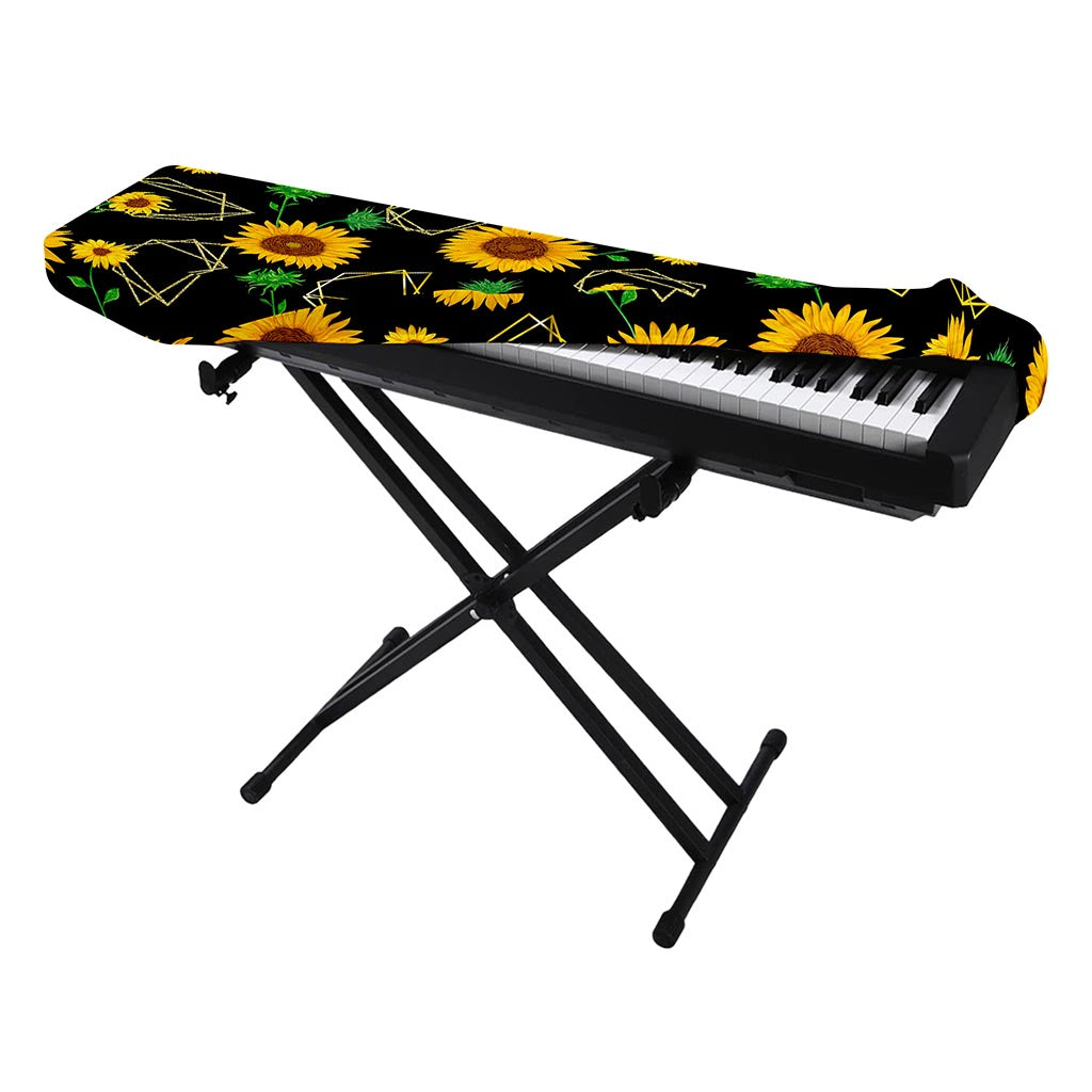 Sunflower Polygonal Pattern Print Piano Keyboard Cover