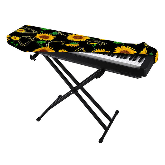 Sunflower Polygonal Pattern Print Piano Keyboard Cover