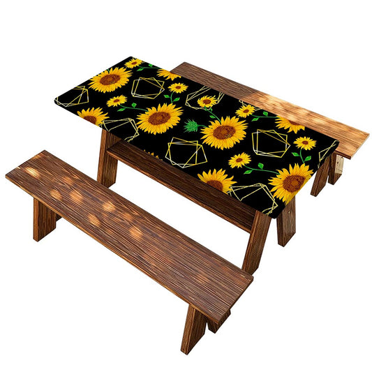 Sunflower Polygonal Pattern Print Picnic Table Cover
