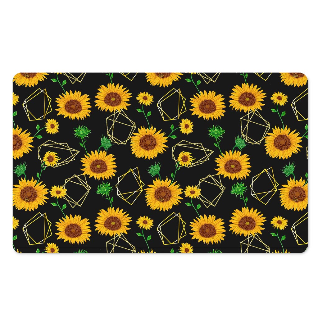 Sunflower Polygonal Pattern Print Polyester Doormat