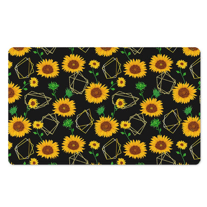 Sunflower Polygonal Pattern Print Polyester Doormat