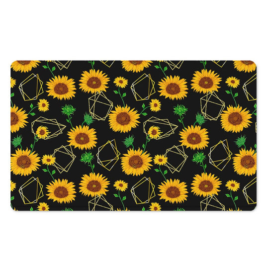Sunflower Polygonal Pattern Print Polyester Doormat