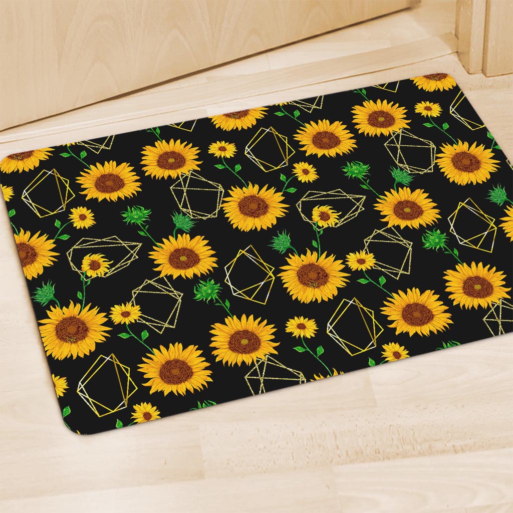 Sunflower Polygonal Pattern Print Polyester Doormat