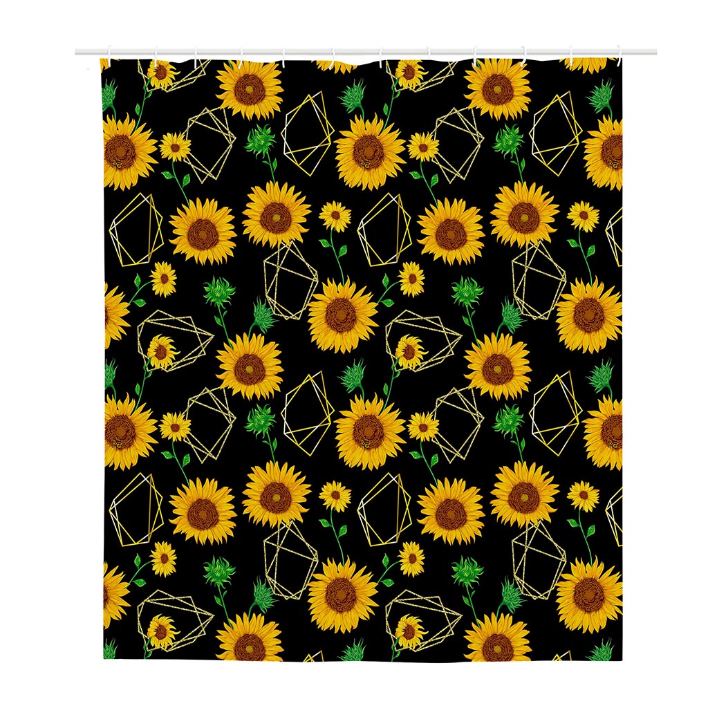 Sunflower Polygonal Pattern Print Polyester Shower Curtain