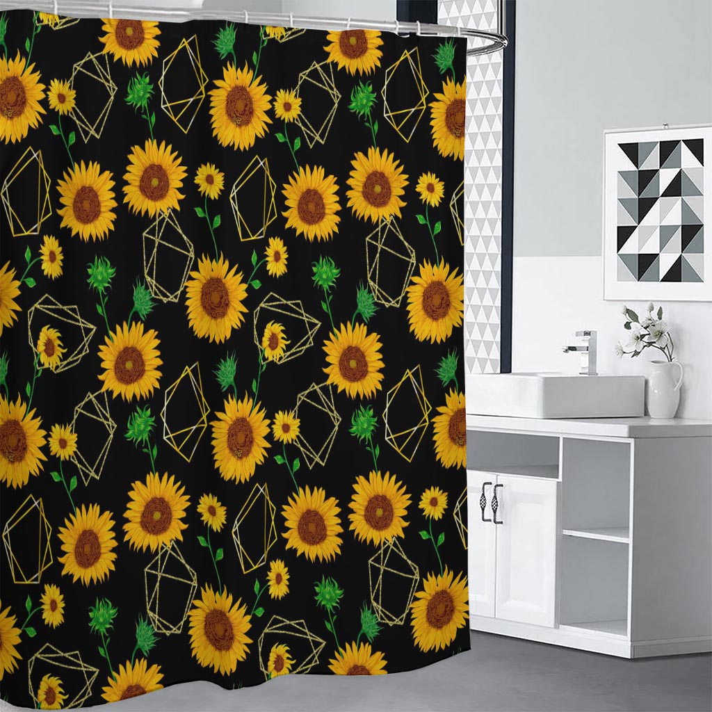 Sunflower Polygonal Pattern Print Premium Shower Curtain