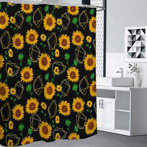 Sunflower Polygonal Pattern Print Premium Shower Curtain