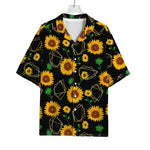 Sunflower Polygonal Pattern Print Rayon Hawaiian Shirt