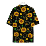 Sunflower Polygonal Pattern Print Rayon Hawaiian Shirt