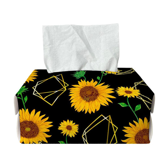 Sunflower Polygonal Pattern Print Rectangle Tissue Box Cover