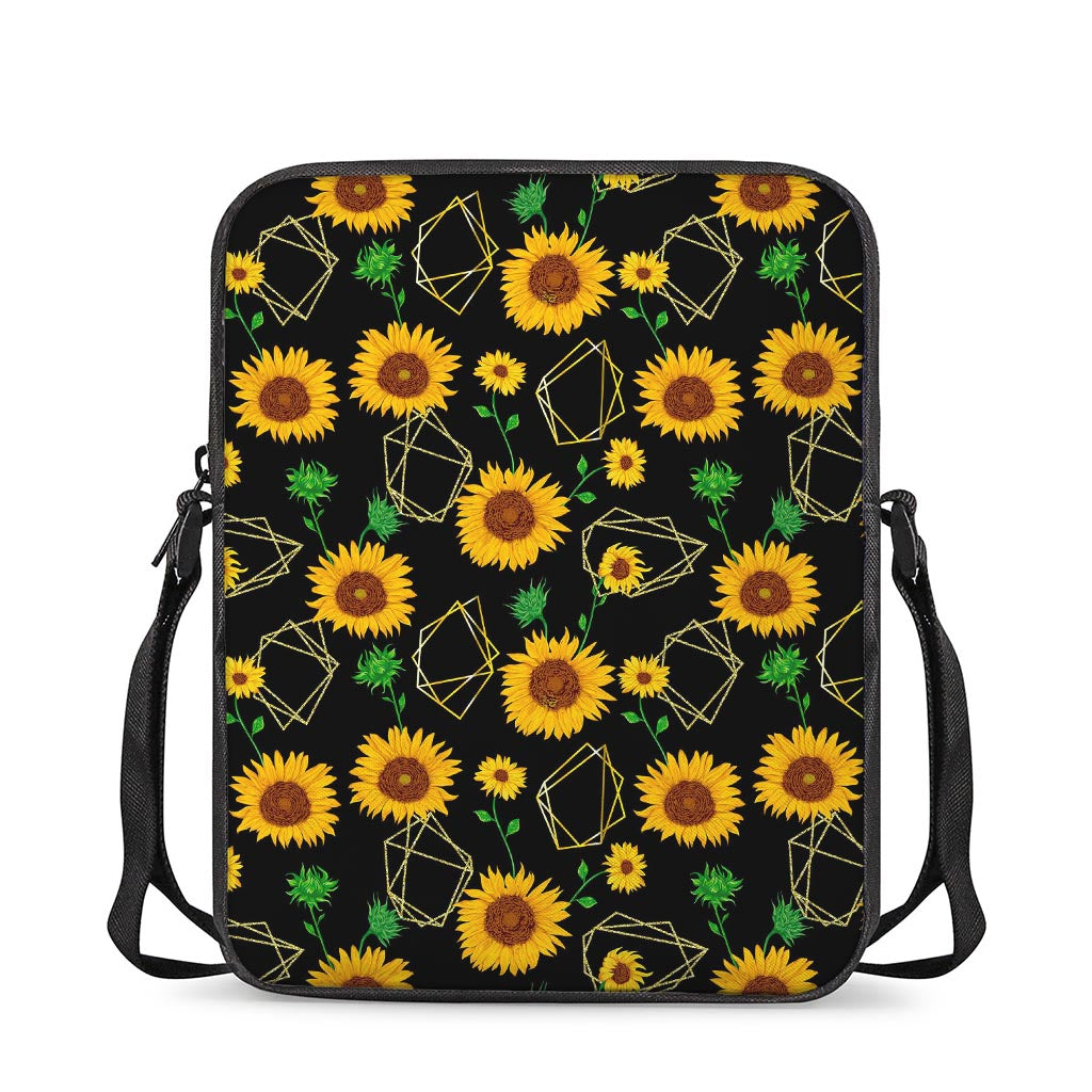 Sunflower Polygonal Pattern Print Rectangular Crossbody Bag