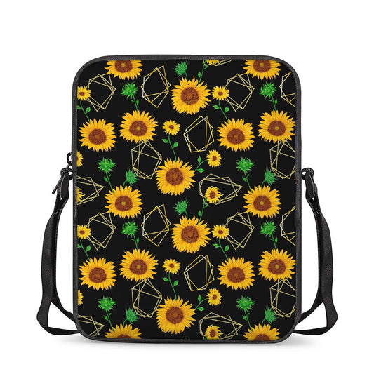 Sunflower Polygonal Pattern Print Rectangular Crossbody Bag