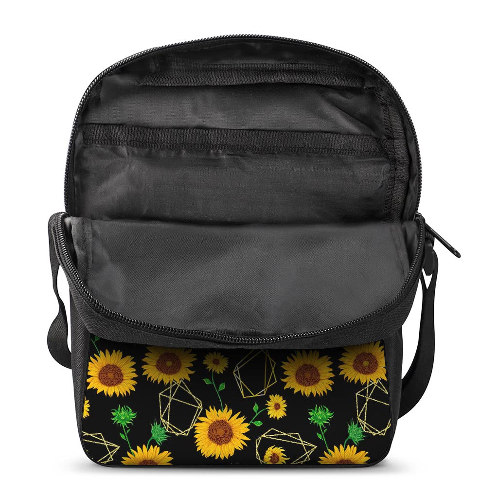 Sunflower Polygonal Pattern Print Rectangular Crossbody Bag