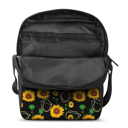 Sunflower Polygonal Pattern Print Rectangular Crossbody Bag