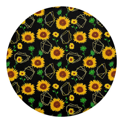 Sunflower Polygonal Pattern Print Round Blanket