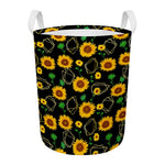 Sunflower Polygonal Pattern Print Round Laundry Basket