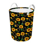 Sunflower Polygonal Pattern Print Round Laundry Basket