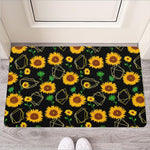Sunflower Polygonal Pattern Print Rubber Doormat