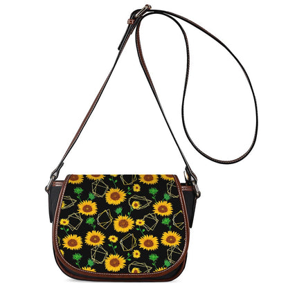 Sunflower Polygonal Pattern Print Saddle Bag