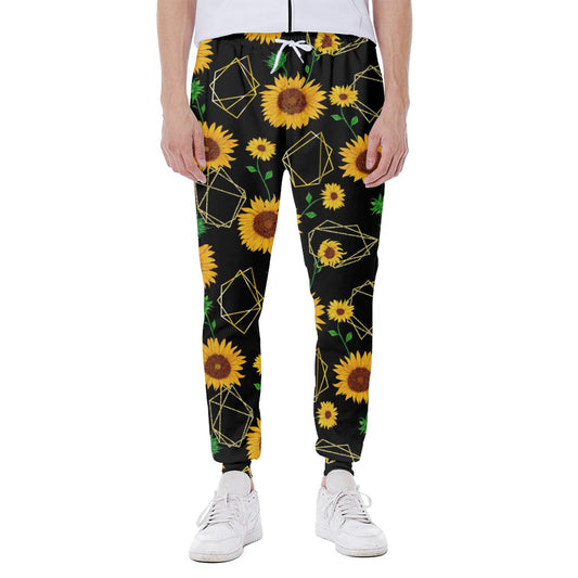 Sunflower Polygonal Pattern Print Scuba Joggers