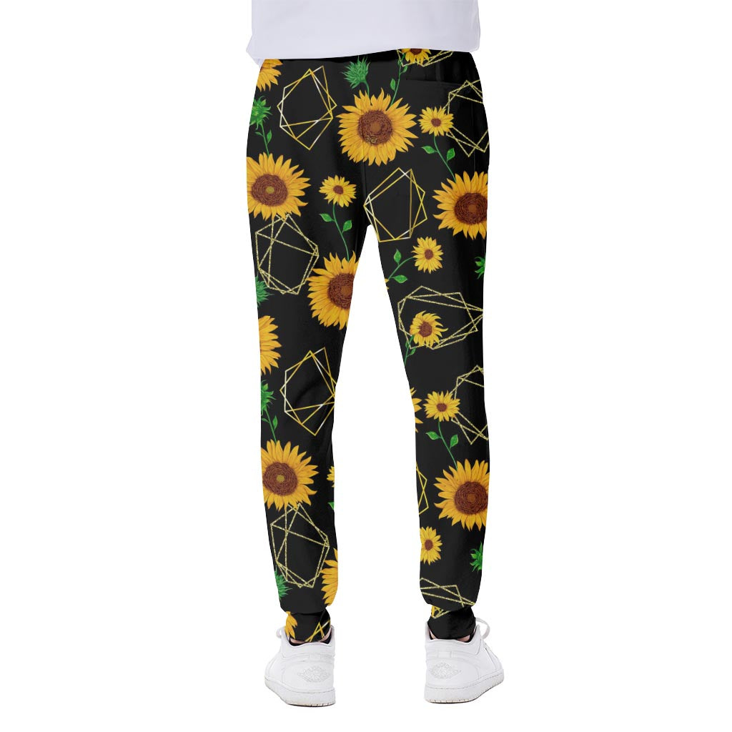 Sunflower Polygonal Pattern Print Scuba Joggers