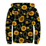Sunflower Polygonal Pattern Print Sherpa Lined Zip Up Hoodie