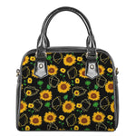 Sunflower Polygonal Pattern Print Shoulder Handbag