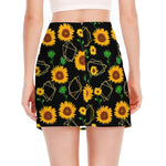 Sunflower Polygonal Pattern Print Side Slit Mini Skirt