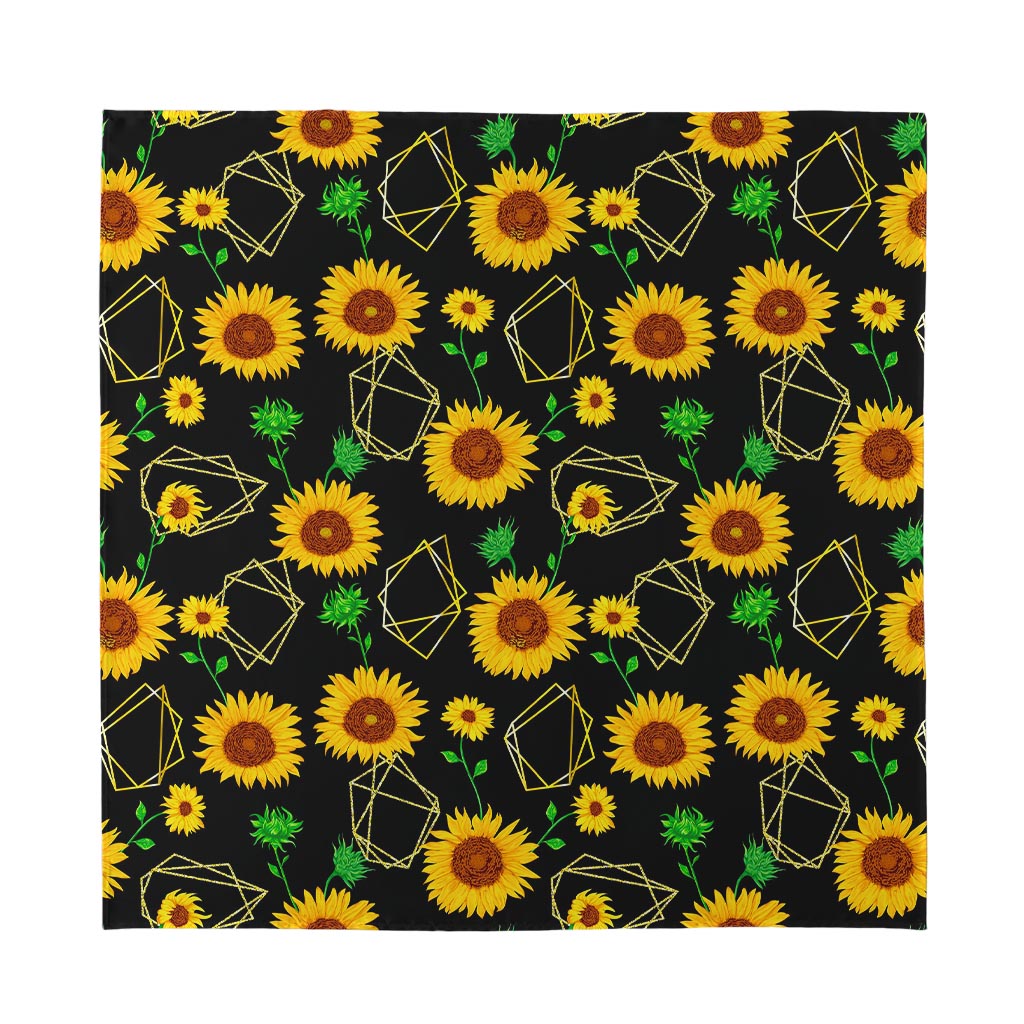 Sunflower Polygonal Pattern Print Silk Bandana