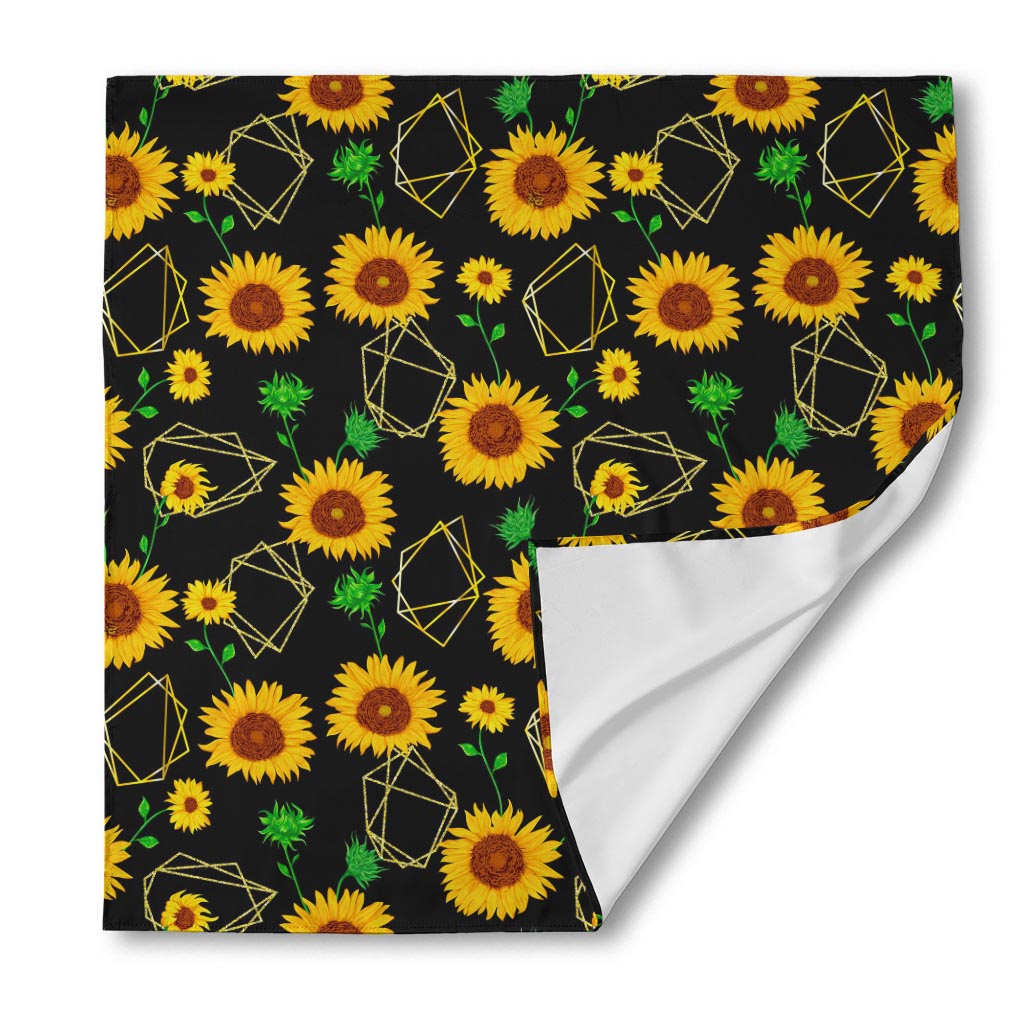 Sunflower Polygonal Pattern Print Silk Bandana