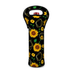 Sunflower Polygonal Pattern Print Single Neoprene Wine Tote