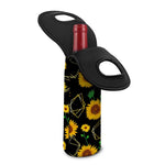 Sunflower Polygonal Pattern Print Single Neoprene Wine Tote