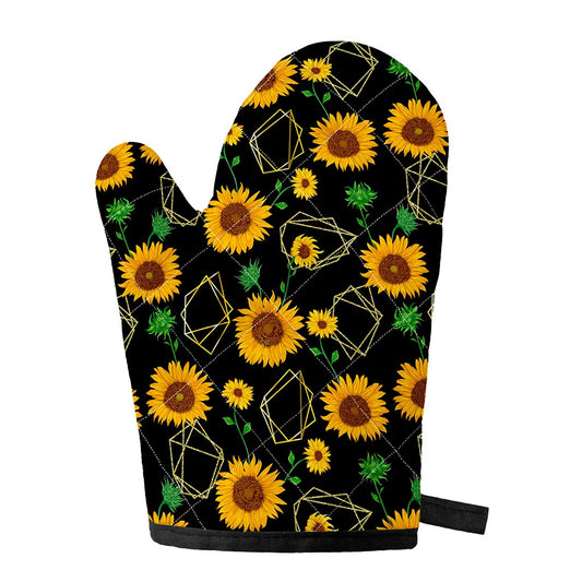 Sunflower Polygonal Pattern Print Single Oven Mitt