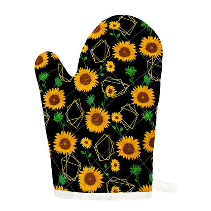 Sunflower Polygonal Pattern Print Single Oven Mitt